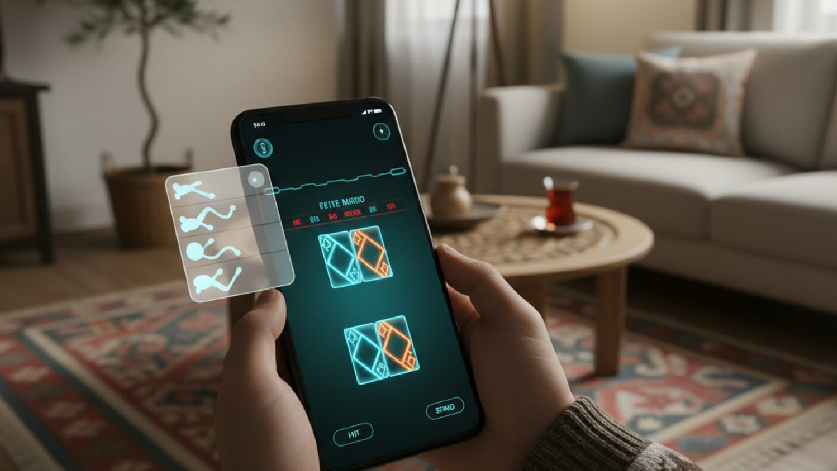 Betchip canlı blackjack mobil arayüzünde oyuncuların strateji uyguladığı bir an.